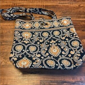 VERA BRADLEY Retired Cafe Latte Black Brown Paisley Quilt Tote Shoulder Bag NWOT